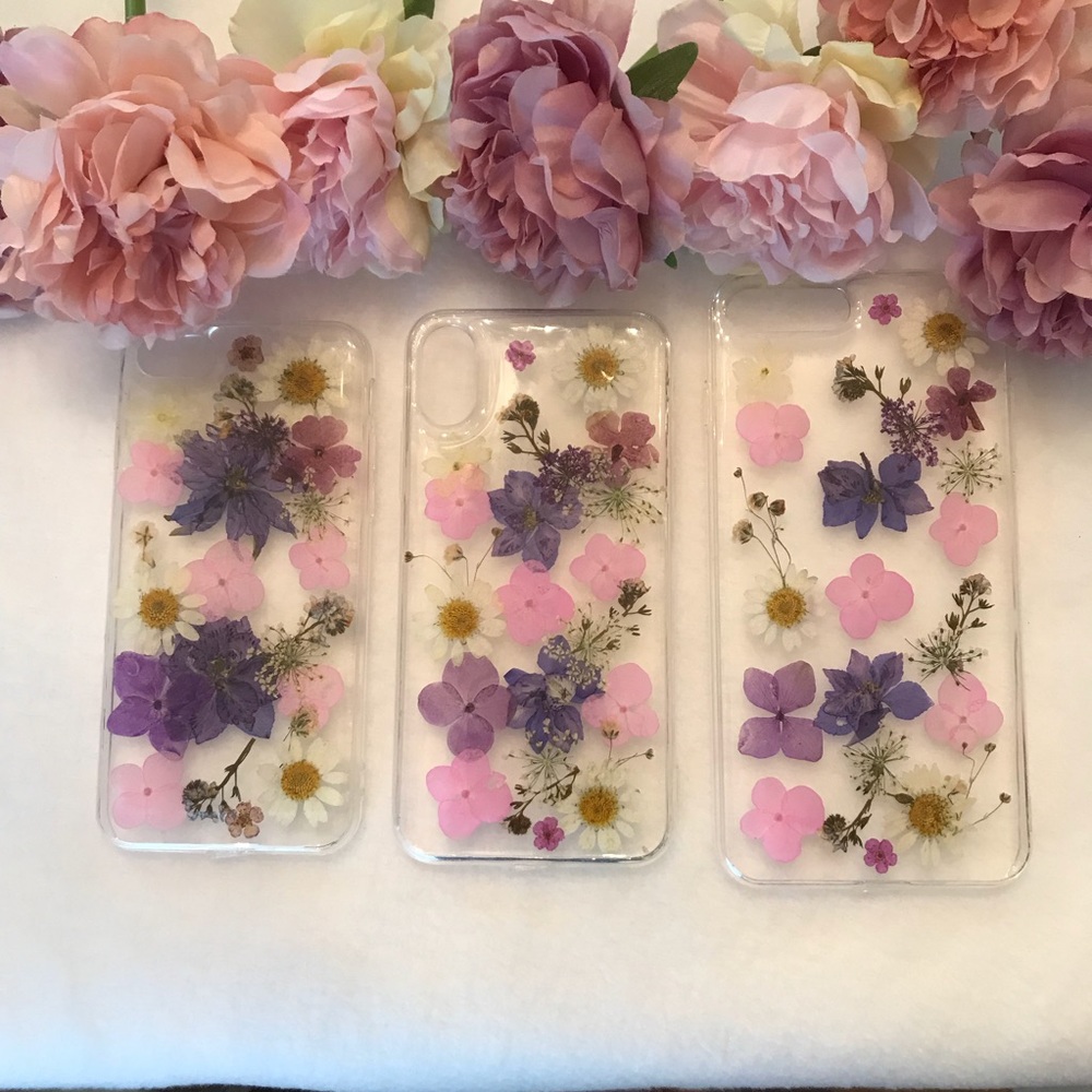 Beautiful Hand Pressed Pink and Purple Flower iPhone Case - Picture 3 of 6